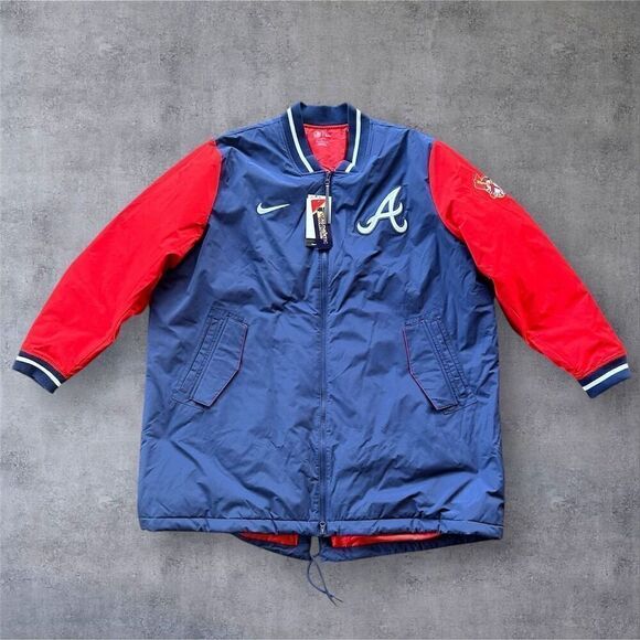 Nike Men's 3XL Atlanta Braves Dugout Varsity Jacket Multicolor Full-Zip‎ Casual